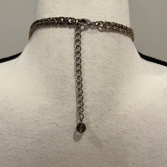 Loft Green Rhinestone Statement Necklace 15-18” - Picture 3 of 6